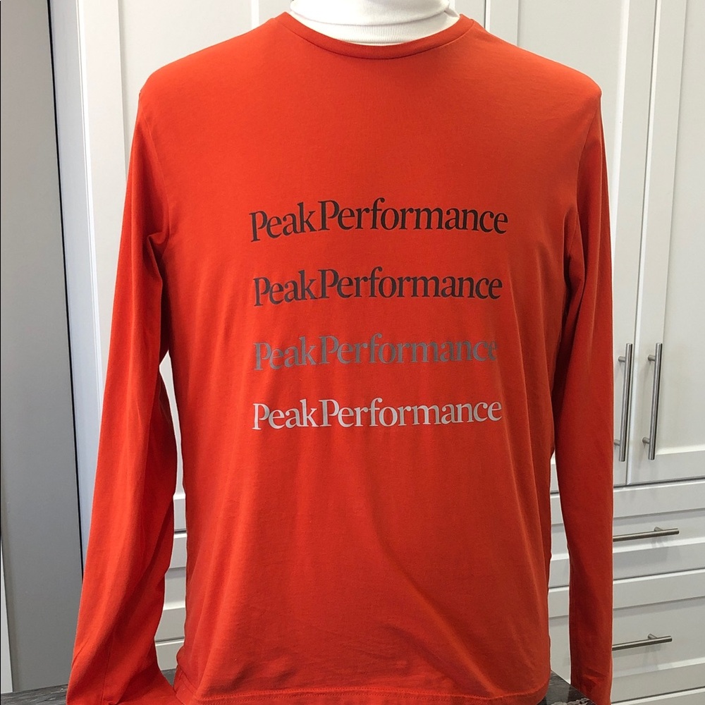 Peak Performance Men's Orange Long Sleeve Logo Tee – Men’s XL - Fits Like Large